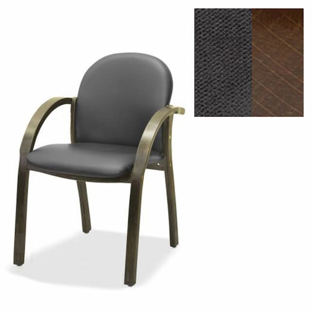 Стул офисный Юнитекс Джуно люкс ткань Сахара черная С49/дерево-орех