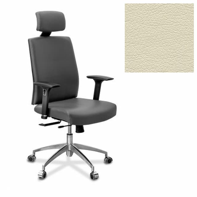 Офисное кресло для персонала Юнитекс Alfa X/SL/3D/H экокожа премиум светло-бежевая CN1112